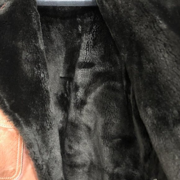 WOMANS RUDSAK RARE CHIC LUXURY CLASSIC LEATHER FUR PATROL JACKET SIZE LARGE - Picture 6 of 12
